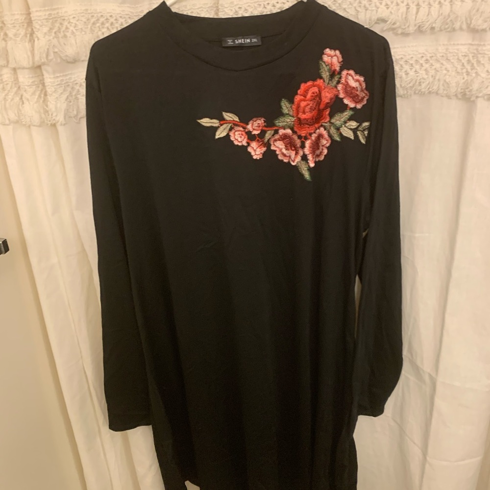 embroidered shift dress